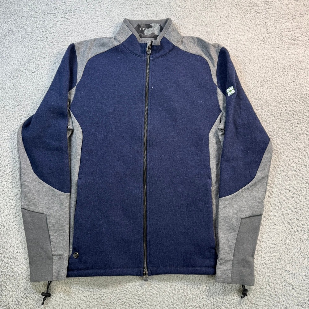 Greyson Mens Navy Gray Wool Blend Full Zip Performance Golf Jacket Small 10830